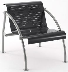 Fauteuil salle d'attente métal siège noir structure gris