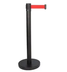 Poteau de guidage à sangle 3 m Poteau noir Sangle rouge