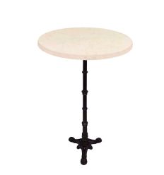 table haute bistrot marbre blanc