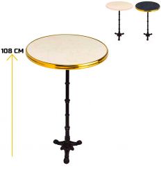 Table haute bistrot ronde effet marbre usage extérieur