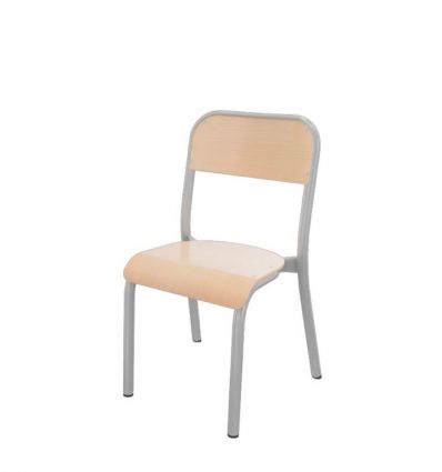 Chaise scolaire 4 pieds dossier rectangulaire taille T3 grise