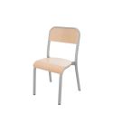 Photo : Chaise scolaire 4 pieds dossier rectangulaire T3 - Hauteur d'assise 35 cm - Gris - RAL 9006