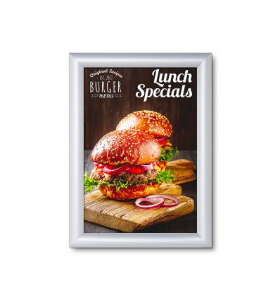 Porte affiche plexi a4 profilé aluminium coins droits