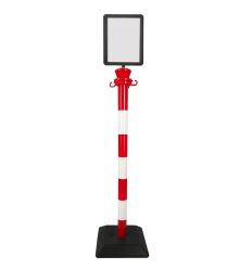 Porte affiche sur pied A4 en PVC rouge et blanc