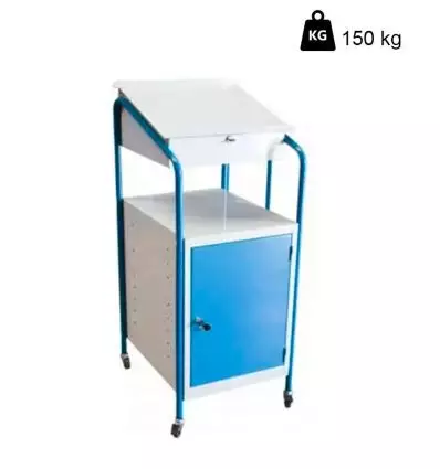 Pupitre d'atelier mobile bloc pupitre inclinable 150 kg 2 étagères