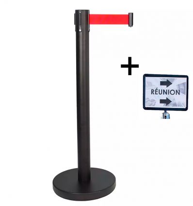 Porte affiche sur pied à sangle A4 noir et rouge