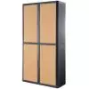 Armoire à rideaux anthracite et hêtre