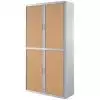 Armoire à rideaux blanc et hêtre