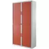 Armoire à rideaux blanc et rouge