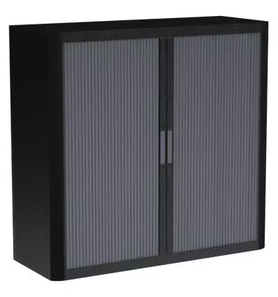 Armoire basse à rideaux noir anthracite