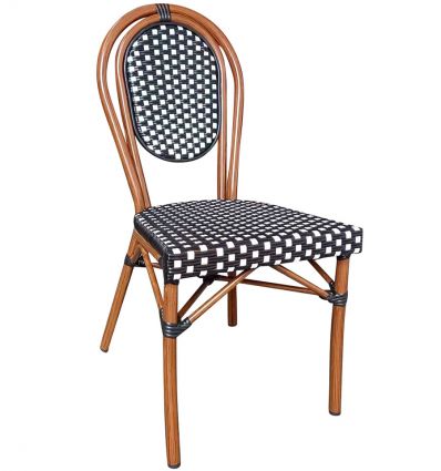 chaise bistrot noire en rotin synthétique