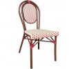 chaise bistrot blanche crème et rouge en rotin synthétique