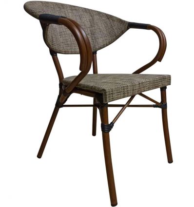 Chaise terrasse bistrot en tissage polyester enduit PVC gris clair