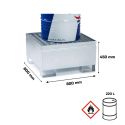 Photo : Bac de Rétention Acier Galvanisé à chaud - 1 fût à 2 IBC 1 fût - 220 L