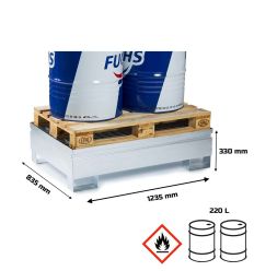 Bac de Rétention en acier 2 fûts 220 L