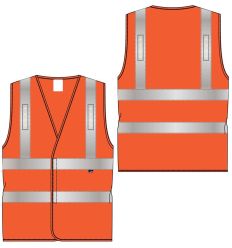 Gilet Led Haute visibilité Orange Classe 2