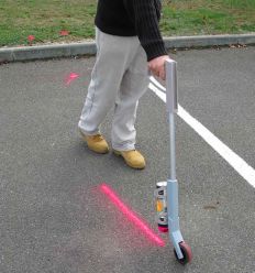 Tracé réalisé par la canne de marquage au sol