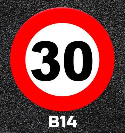 Marquage thermocollé panneau B14 limitation à 30 km/h Marquage thermocollé panneau B14 limitation à 30 km/h