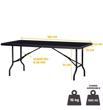 table professionnelle pliante