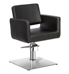 Fauteuil Coiffure Pivotant Simili Cuir Noir Carré