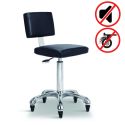 Photo : Tabouret Coiffeur Avec Dossier et Roulettes Anti-Cheveux Noir