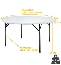 Table pliante blanche ronde