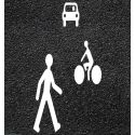 Photo : Thermocollé Zone de Rencontre Piéton 2300 x 850 mm / Homme à vélo 1280 x 800 mm / Voiture 700 x 500 mm