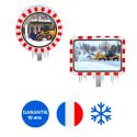Photo : Miroir Routier Antigivre Encadré rouge et blanc - vision 90° 450 x 600 mm - Distance : 10 m