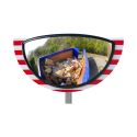 Photo : Miroir Routier Extérieur Encadré rouge et blanc - vision 180° Plexiglas - Garantie 3 ans - ½ Ø 400 mm - Distance : 6 m