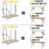 Chariot pour table pliante en PEHD et table bois exotique