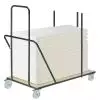 Chariot pour table pliante en PEHD et table bois exotique