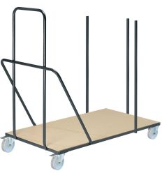 Chariot pour table pliante en PEHD et table bois exotique
