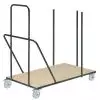 Chariot pour table pliante en PEHD et table bois exotique