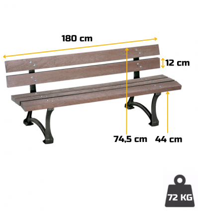 Dimension du banc en plastique recyclé