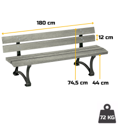 Banc gris clair dimension