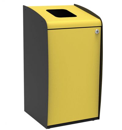 Poubelle de tri sélectif jaune 80 litres à serrure et ouverture frontale