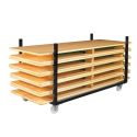 Photo : Chariot pour table pliante en PEHD et table brasserie 180 x 90 cm