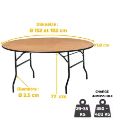 Table ronde pliante bois exotique
