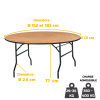 Dimensions de la table ronde en bois pliante