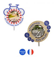 Miroir sécuritaire fabriqué en France pour piste cyclable