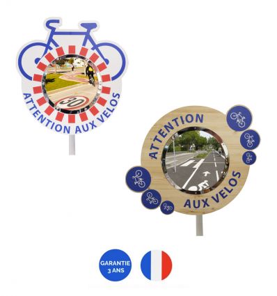 Miroir sécuritaire fabriqué en France pour piste cyclable