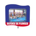 Photo : Miroir de surveillance pour piscine à message en inox Défense de plonger