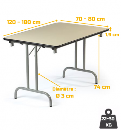 Table Pliante Professionnelle rectangulaire en mélaminé À 128,99€ HT