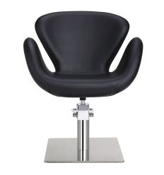 Fauteuil Coiffure Design Noir Base Carrée Vue de Face