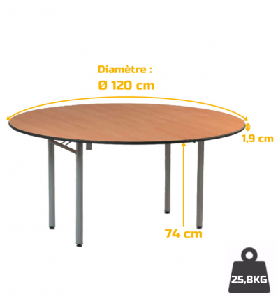 Table Pliante Ronde dimension
