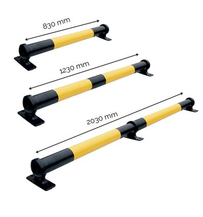 dimensions butée de roue pour parking jaune et noir en acier