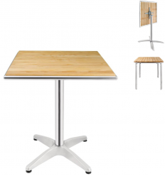 Table bistrot en aluminium et frêne carrée extérieur