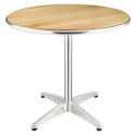 Photo : Table bistrot extérieur aluminium et frêne ronde Design 1 Ø 60 cm