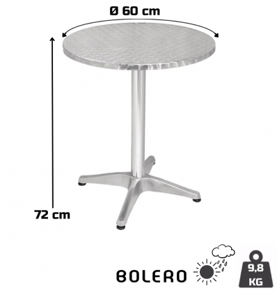 table bistrot ronde aluminium dimensions diamètre 60 cm