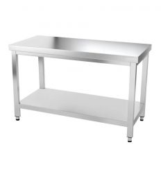 Table en acier inoxydable 140x70 cm 1 étagère